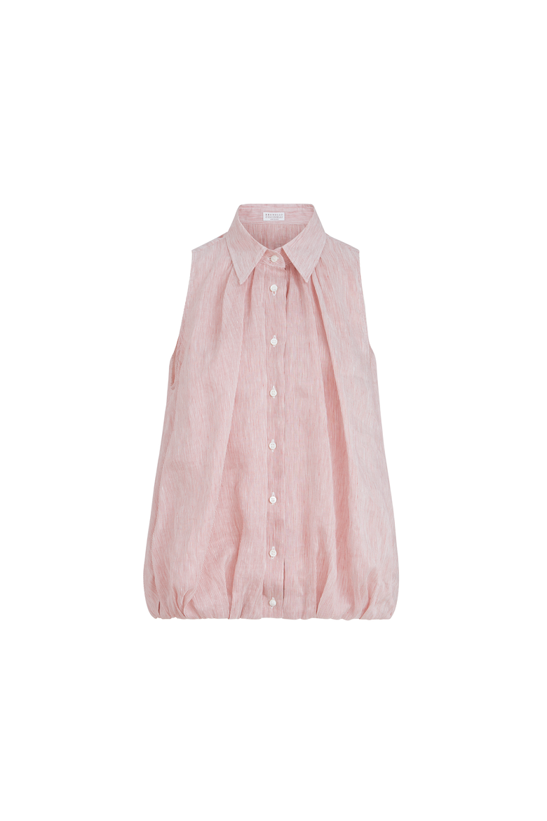 Striped organza shirt, Alternate, color, Red