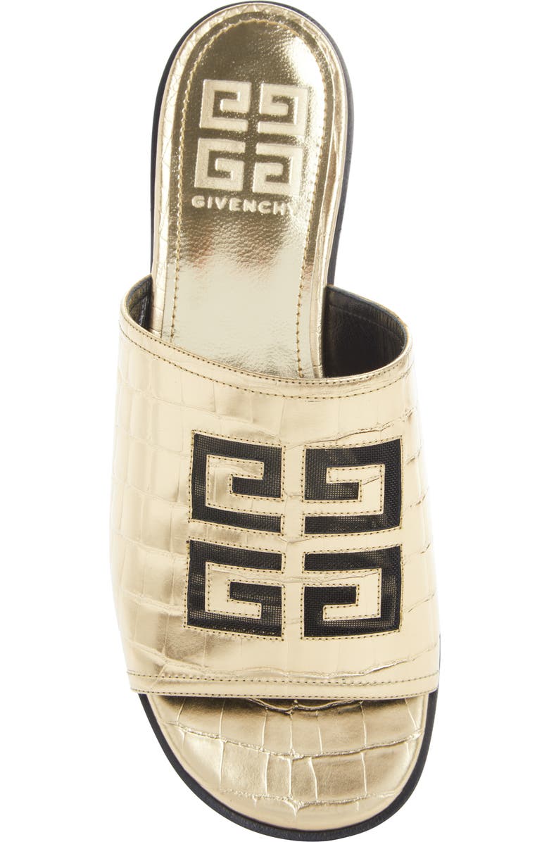 Givenchy Cutout 4G Logo Metallic Slide Sandal, Alternate, color,