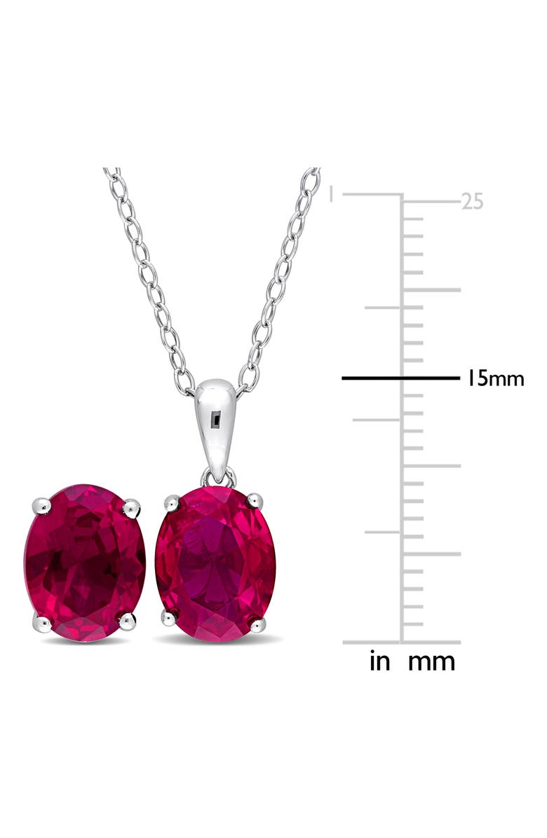 DELMAR Oval Lab Grown Ruby Stud Earrings & Pendant Necklace Set, Alternate, color, Red