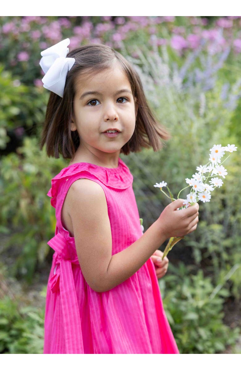 Florence Eiseman Shimmer Stripe Lawn Dress With Flowers, Alternate, color, Fuchsia