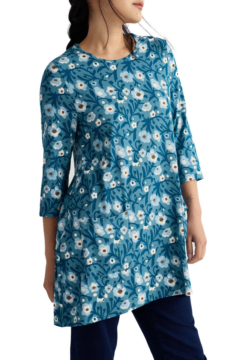 Seasalt Cornwall Killiow Floral Tunic Top, Main, color, Blotted Anemone Minnow