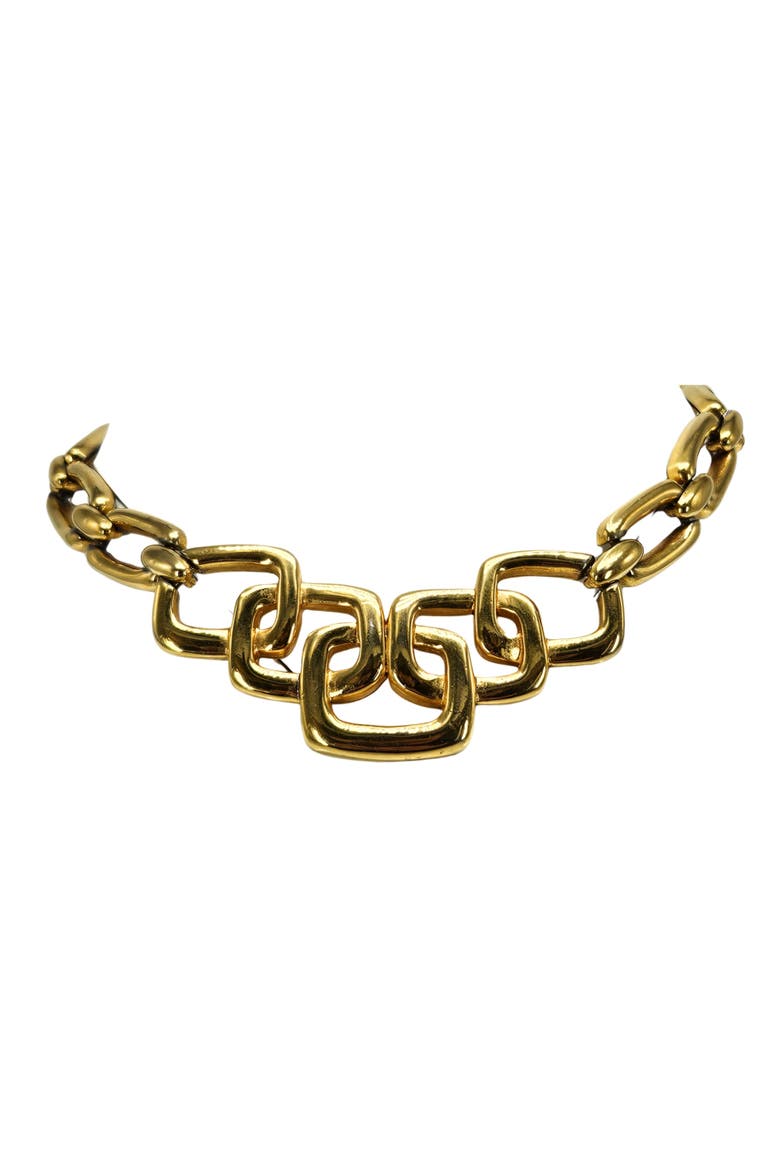 Vintage 1980s Goldtone Geometric Choker Necklace, Alternate, color, gold