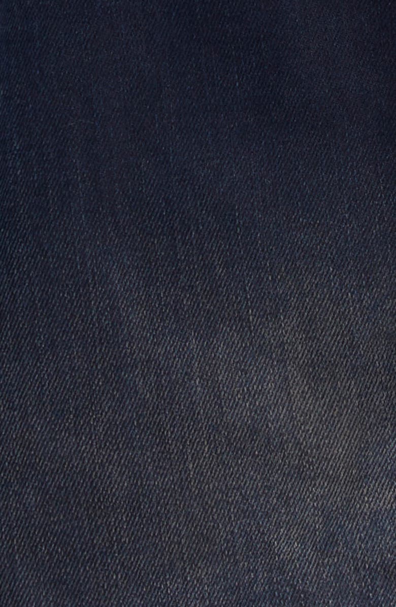 Acne Studios Leather Collar Oversize Denim Jacket, Alternate, color, Dark Blue