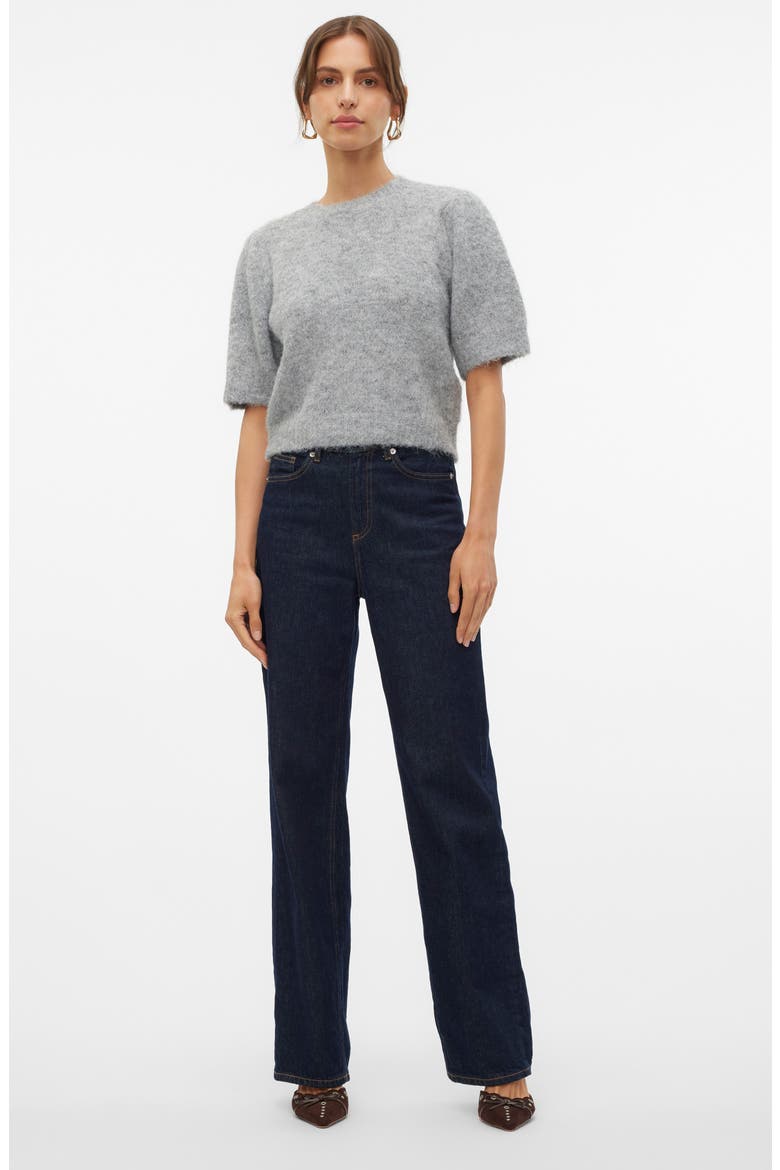 Novah Short Sleeve Sweater, Alternate, color, MEDIUM GREY MELANGE