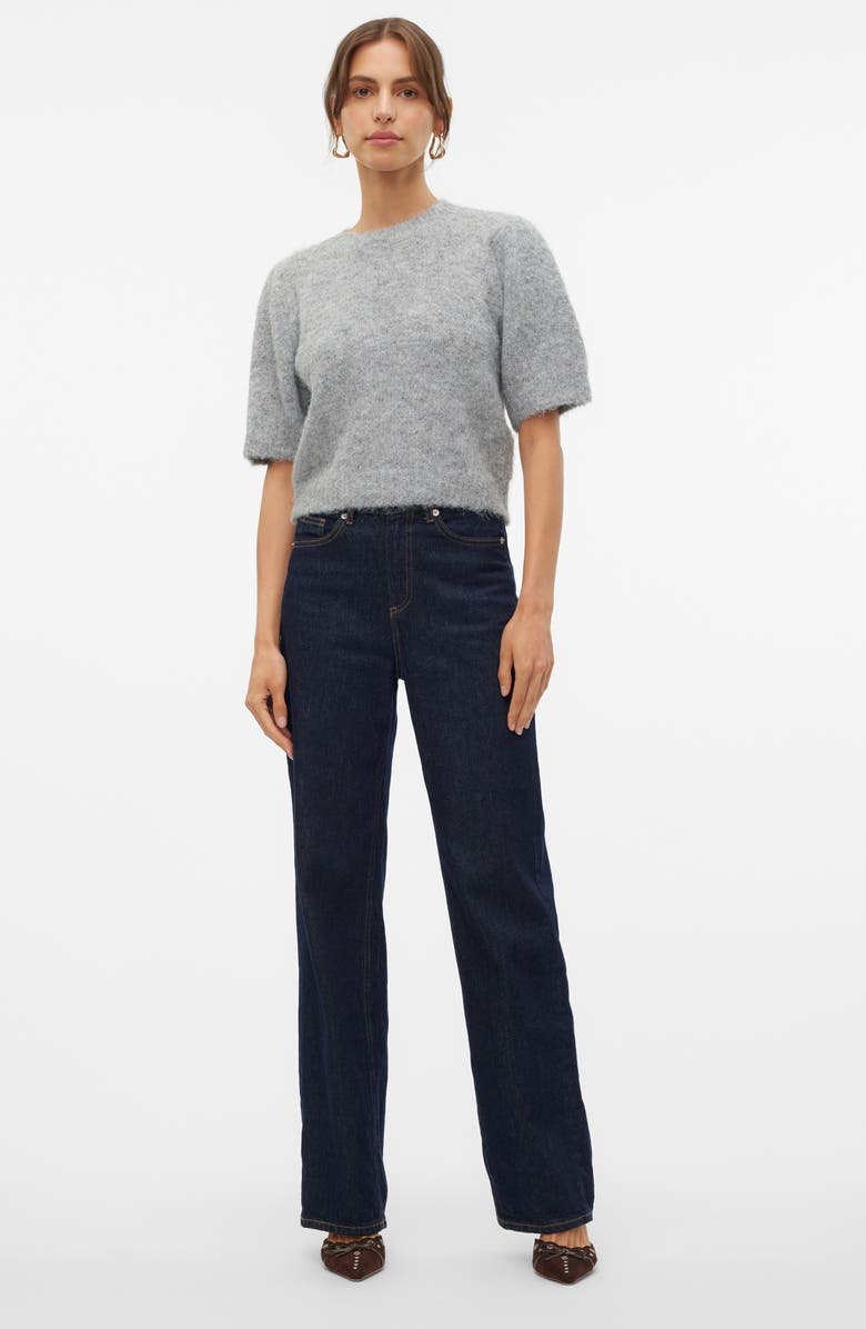 VERO MODA Novah Short Sleeve Sweater, Alternate, color, Medium Grey Melange