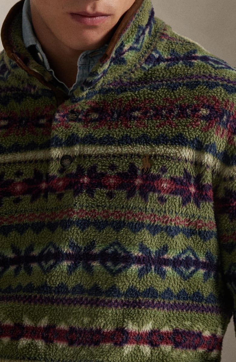 Polo Ralph Lauren Fair Isle-Inspired Fleece Pullover, Alternate, color, Olive