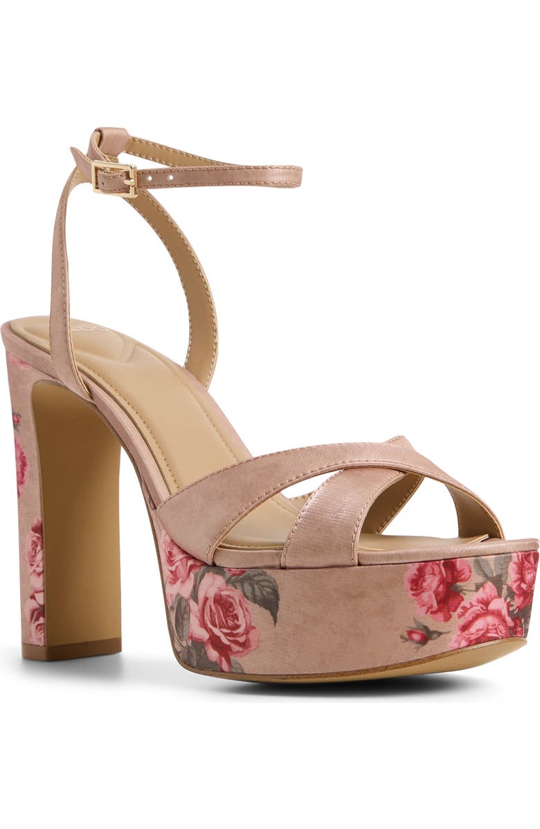 ALDO Rosine Ankle Strap Platform Sandal, Main, color, Beige Combo
