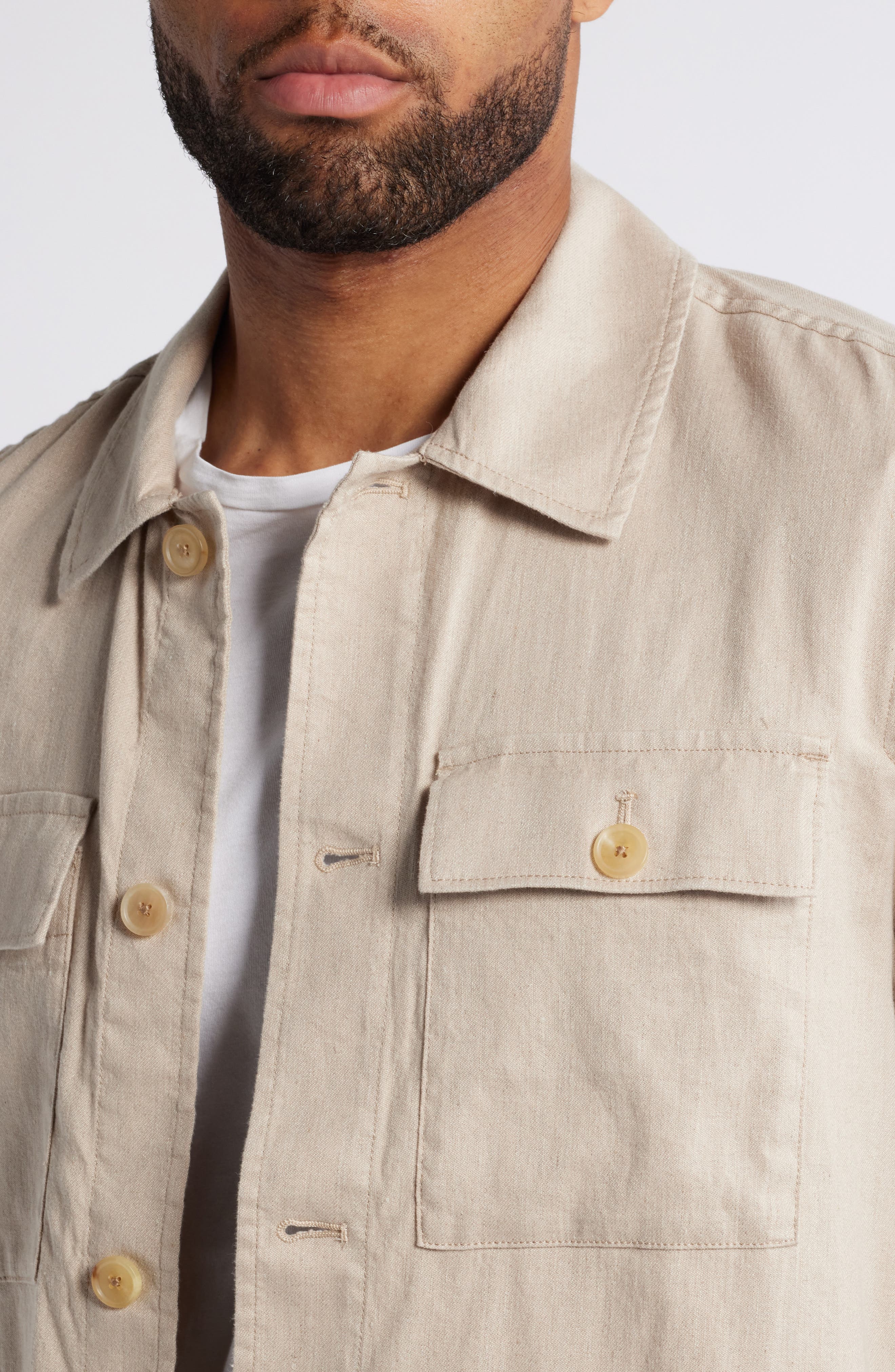 Faherty Movement Flex Linen & Cotton Button-Up Shirt Jacket | Nordstromrack