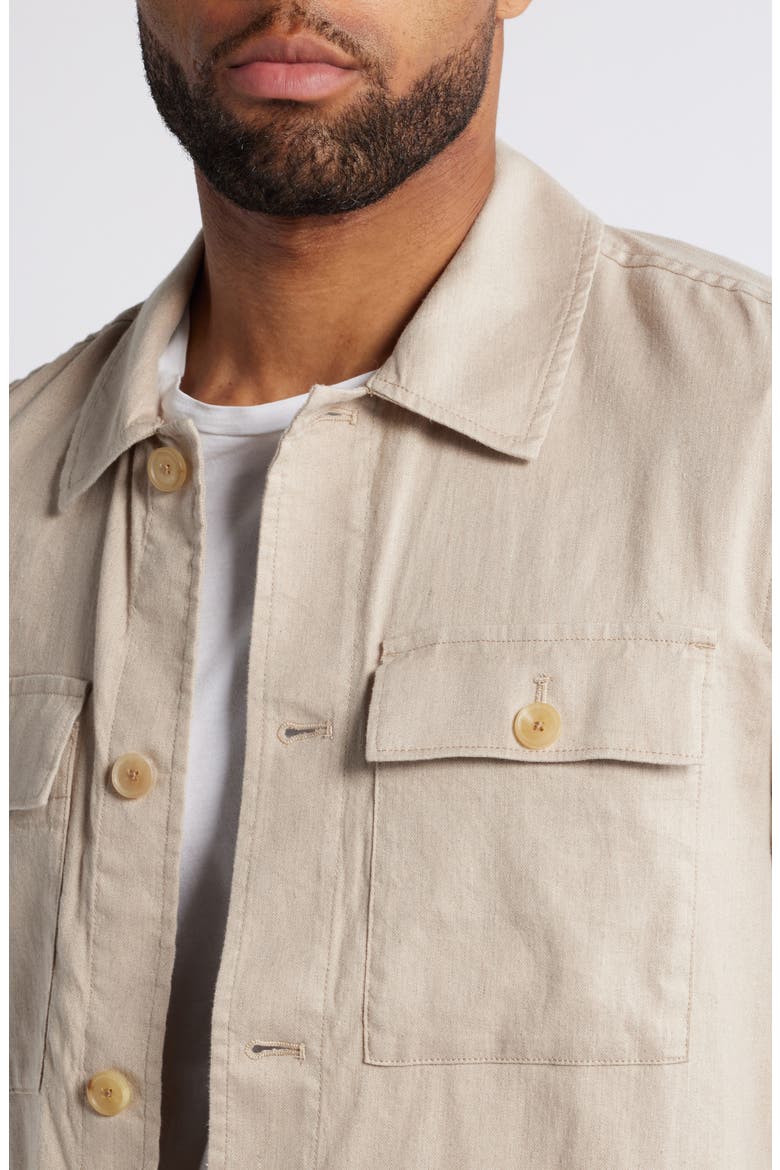 Movement Flex Linen & Cotton Button-Up Shirt Jacket, Alternate, color, NATURAL