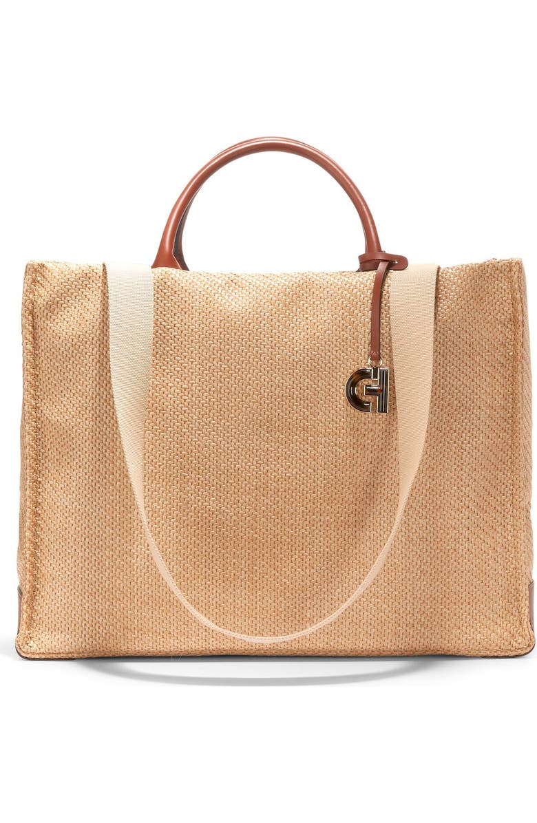 Cole Haan Grand Ambition Mainline Straw & Leather Market Tote, Main, color,
