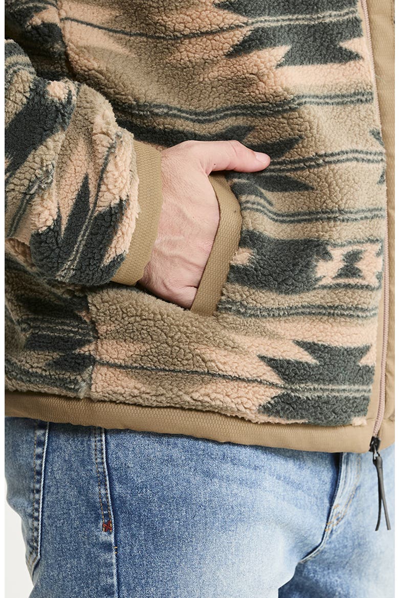 Jacquard High-Pile Fleece Full Zip Jacket, Alternate, color, TAUPE AZTEC