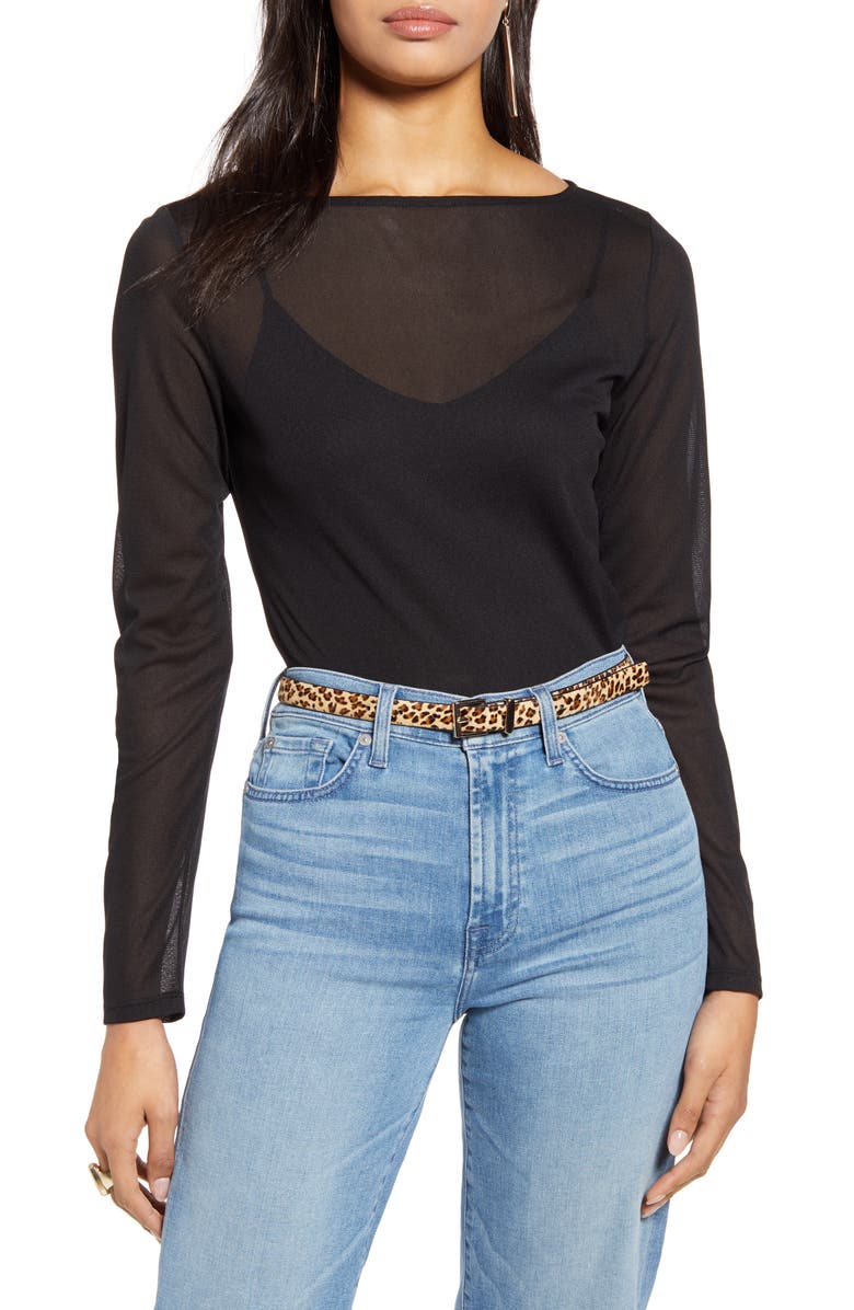 Halogen<sup>®</sup> Bateau Neck Mesh Top, Main, color, 