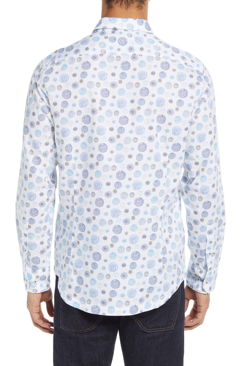 On Point Slim Fit Button-Up Shirt, Alternate, color, WHITE MEDALLION