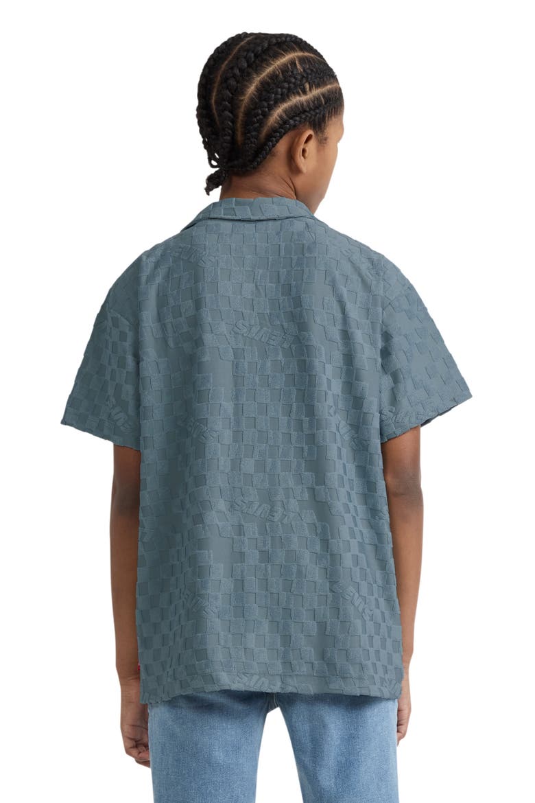 Kids' Check Jacquard Camp Shirt, Alternate, color, LEAD