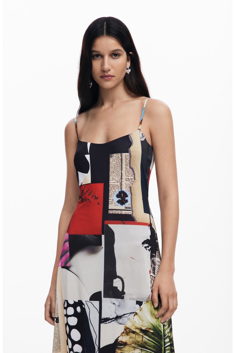 Mix Print Midi Dress, Alternate, color, WHITE MULTI