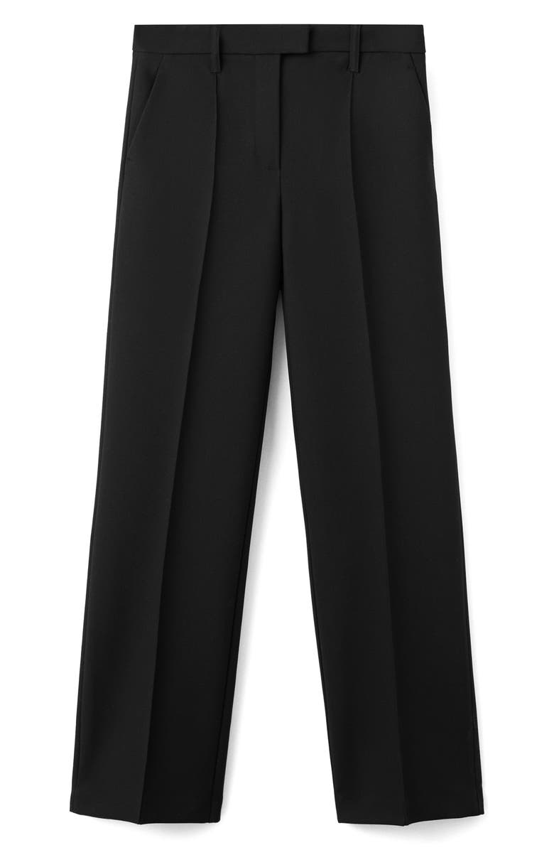 MANGO Pleated Straight Leg Pants, Alternate, color, Black