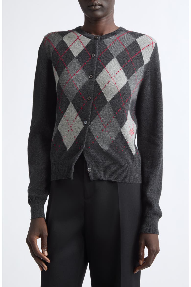 Clan Argyle Plaid Cashmere Cardigan, Main, color, CHARCOAL COLOURWAY