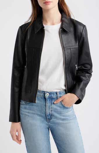 Shrunken Leather Zip Jacket