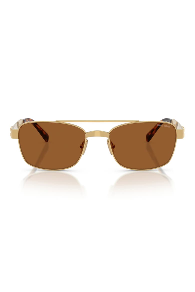 56mm Rectangle Sunglasses, Main, color, GOLD / DARK BRONZE