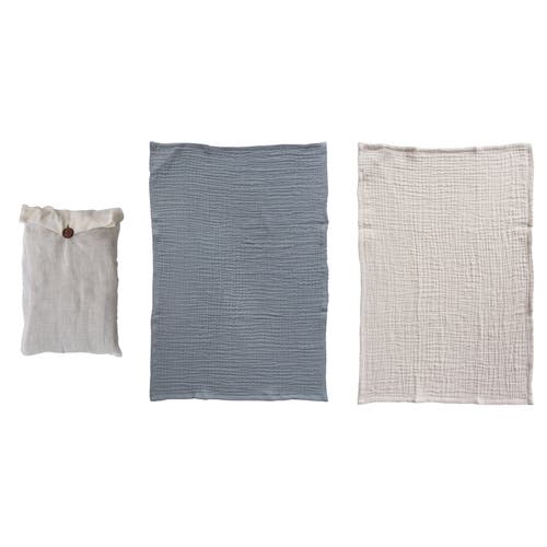 Storied Home Cotton Double Cloth Tea Towels, Set Of 2 In Multi