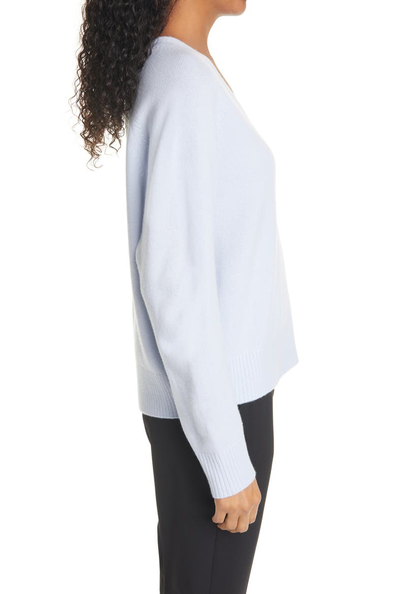 V-Neck Ribbed Wool & Cashmere Blend Sweater, Alternate, color, POWDER BLUE