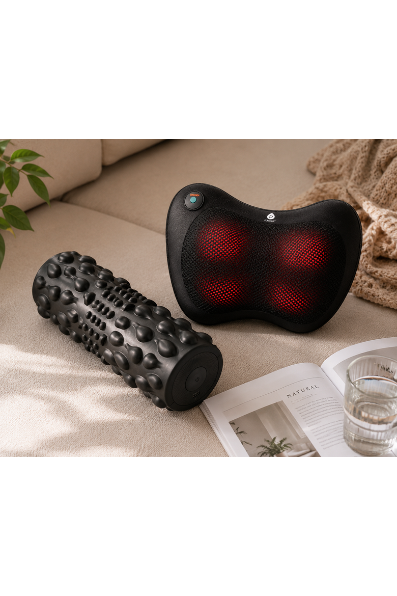 Vibrating Foam Roller & Shiatsu Neck Massager, Alternate, color, Black