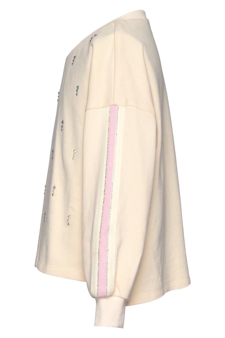 Kids' Rhinestone Embellished French Terry Sweatshirt, Alternate, color, IVORY