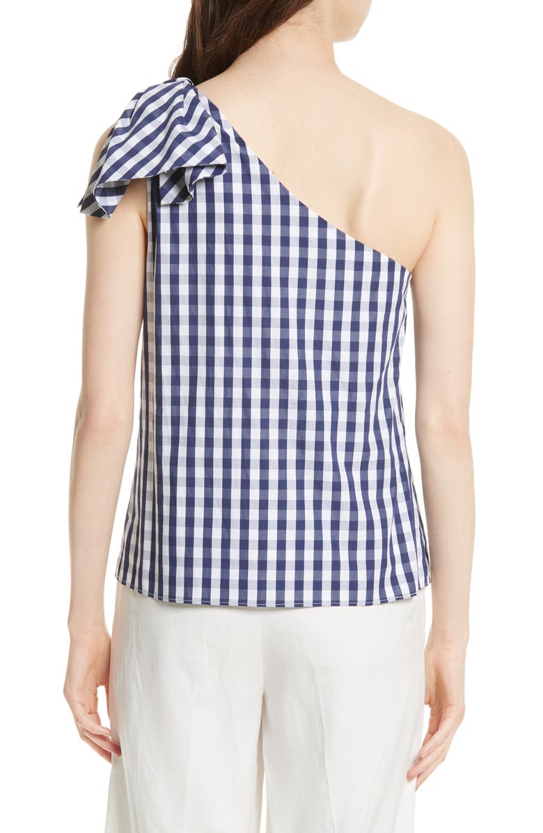 Milly Cindy One Shoulder Gingham Top, Alternate, color,