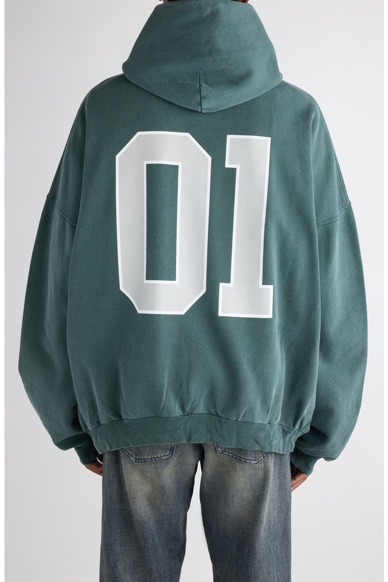 Oversize Cotton Hoodie, Alternate, color, DARK GREEN/ LIGHT GREY