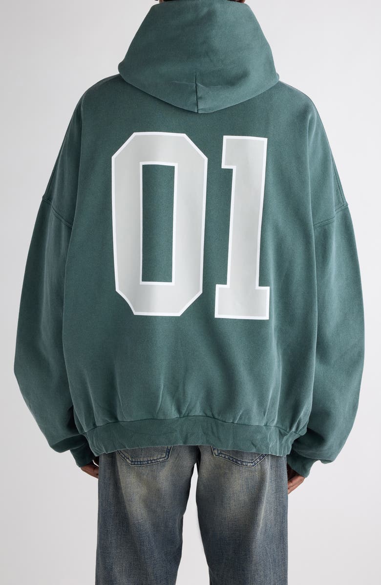 Balenciaga Oversize Cotton Hoodie, Alternate, color, Dark Green/ Light Grey
