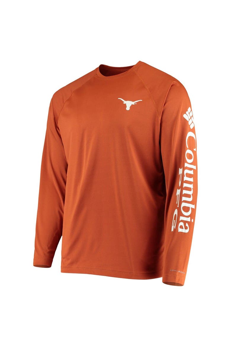 Men's Columbia Texas Orange Texas Longhorns Terminal Tackle Omni-Shade Raglan Long Sleeve T-Shirt, Alternate, color, Burnt Orange
