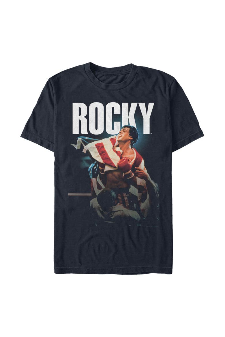 Men's American Flag Movie Poster Short Sleeve Graphic T-Shirt, Alternate, color, Black