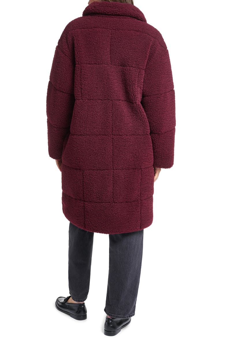 Quilted Fleece Long Teddy Coat, Alternate, color, OXBLOOD