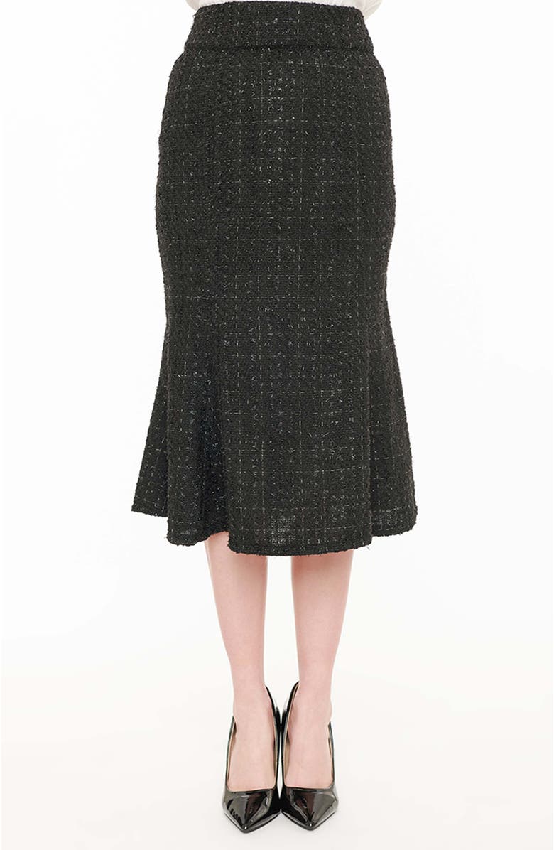 Unique Vintage Tweed Tina Trumpet Skirt, Main, color, Black