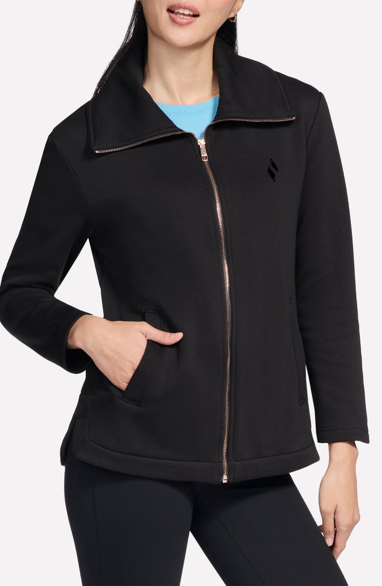SKECHERS GO Snuggle<sup>™</sup> Tunic Full Zip Jacket, Main, color, Bold Black