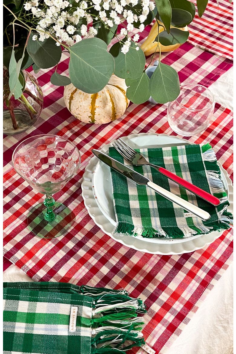 Noel Red Plaid Cotton Placemats, Set of 4, Alternate, color, Red
