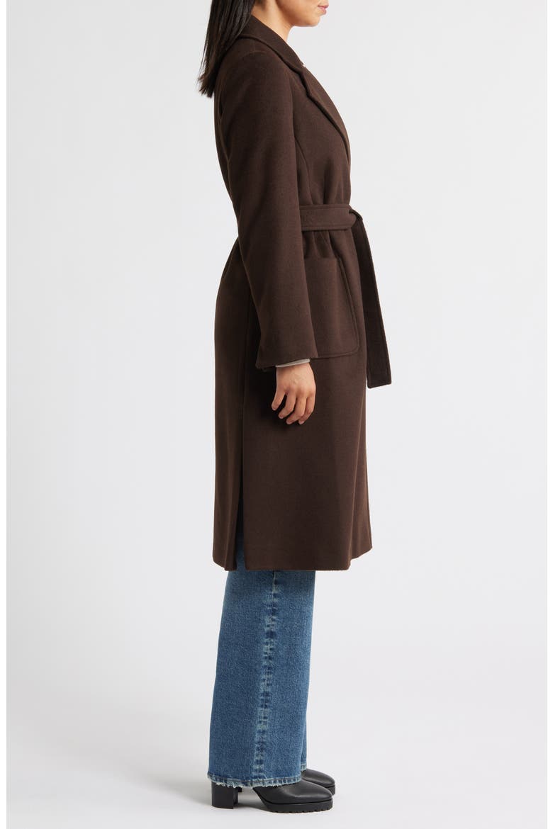 Longline Wrap Coat, Alternate, color, CHOCOLATE