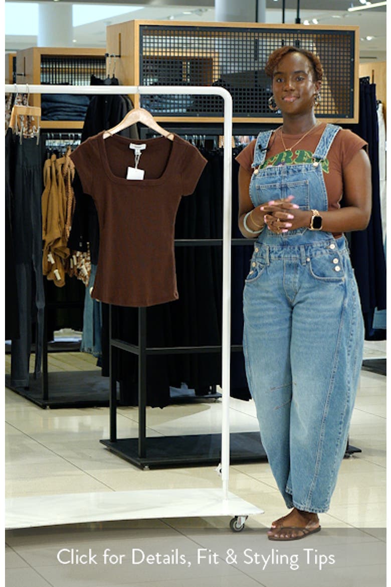 Square Neck Cap Sleeve Stretch Cotton Rib Top video