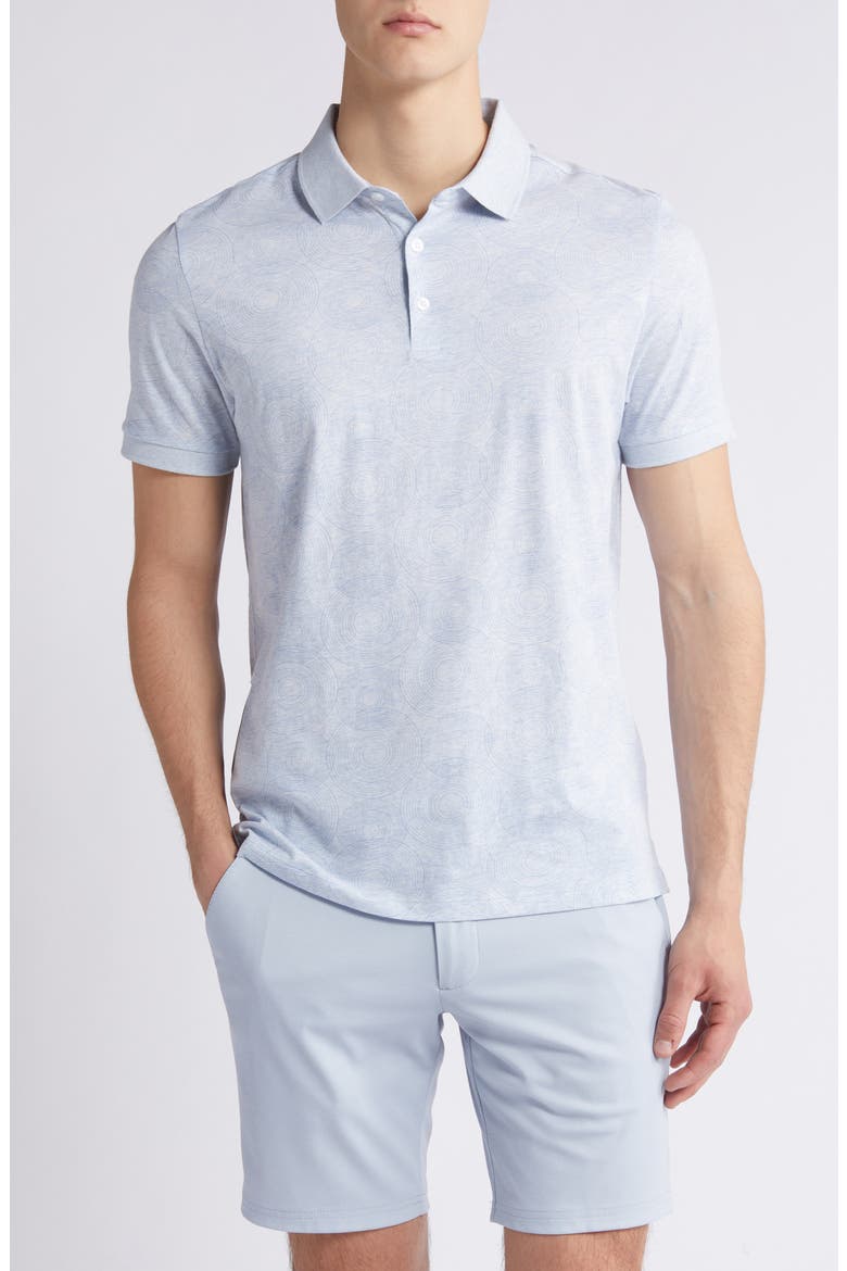 Twain Medallion Print Polo, Main, color, BLUE