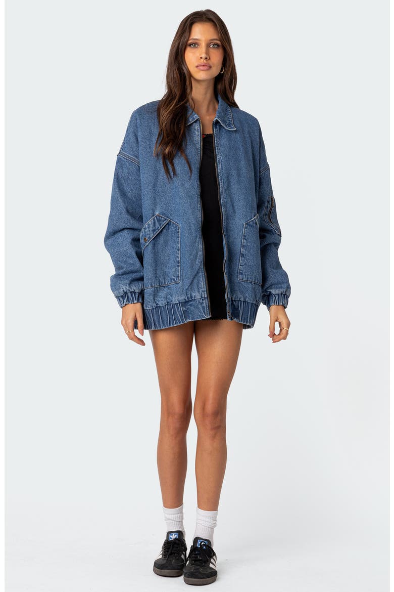 Sophie Oversize Denim Jacket, Alternate, color, BLUE-WASHED