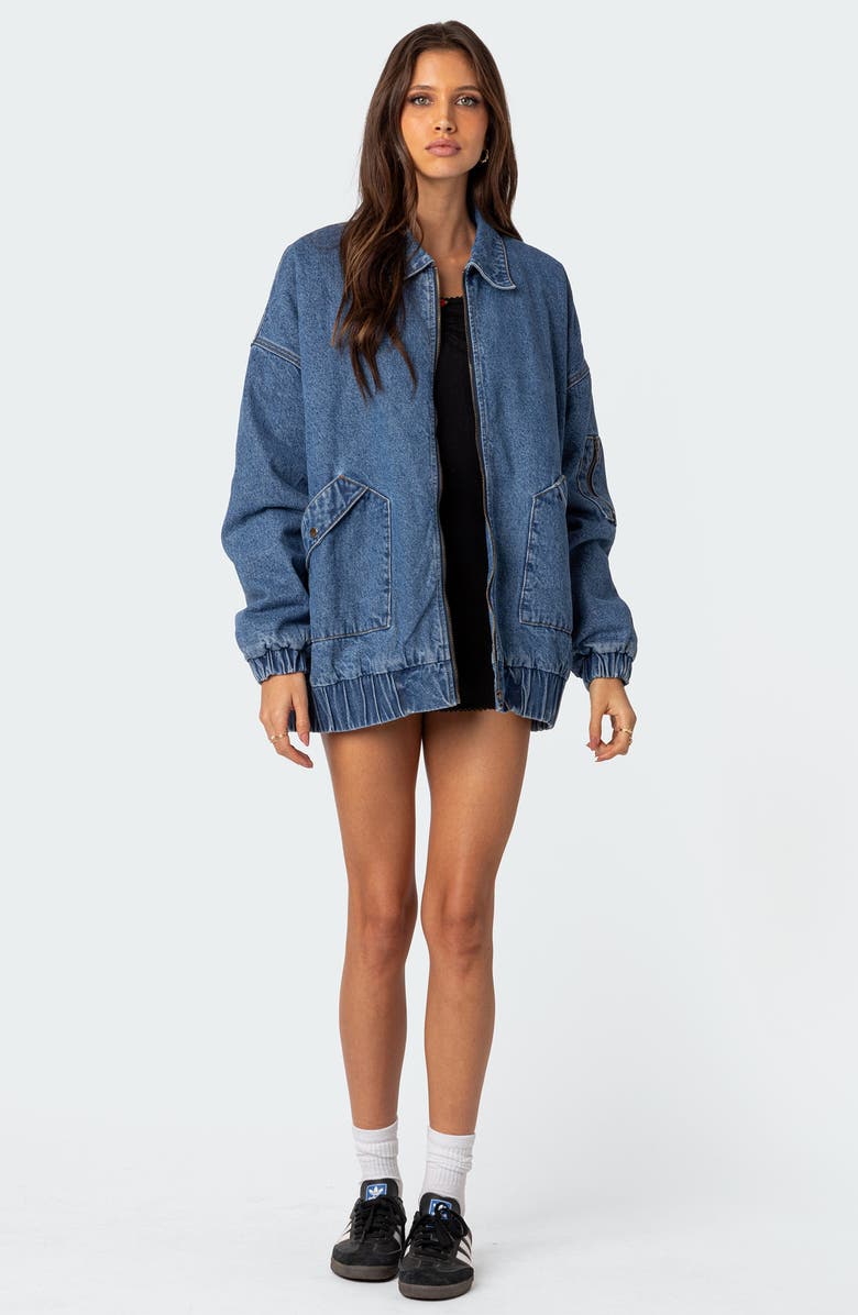 EDIKTED Sophie Oversize Denim Jacket, Alternate, color, Blue-Washed