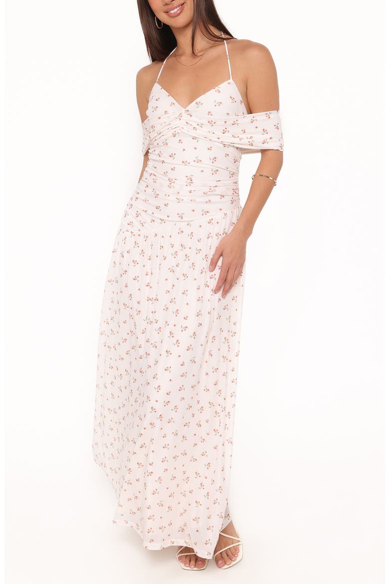 Mayven Cold-Shoulder Maxi Dress, Main, color, WHITE DITSY