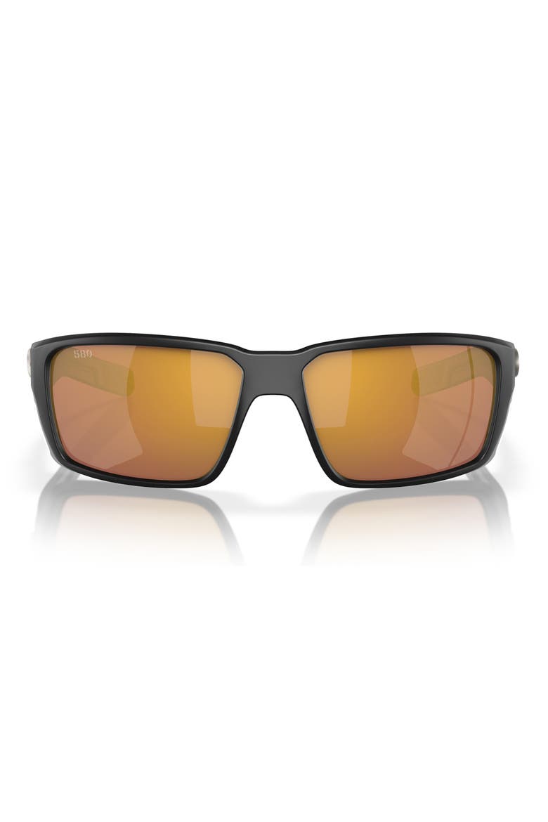 Fantail Pro 60mm Polarized Mirrored Sunglasses, Main, color, MATTE BLACK / GOLD MIRROR 580G