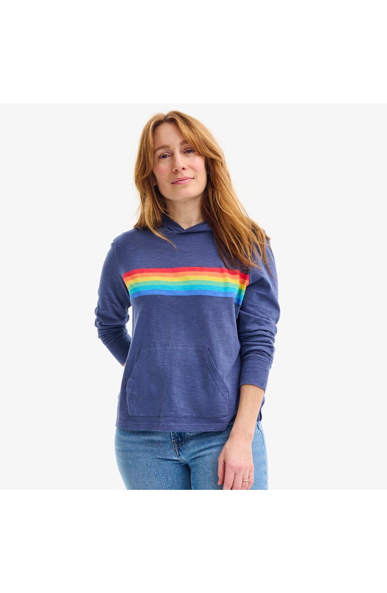Primary Adult Rainbow Banner T-Shirt Hoodie, Alternate, color, Sunwashed Navy Rainbow Banner