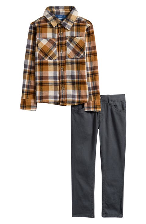 Kids' Flannel Button-Up Shirt & Twill Pants (Toddler)