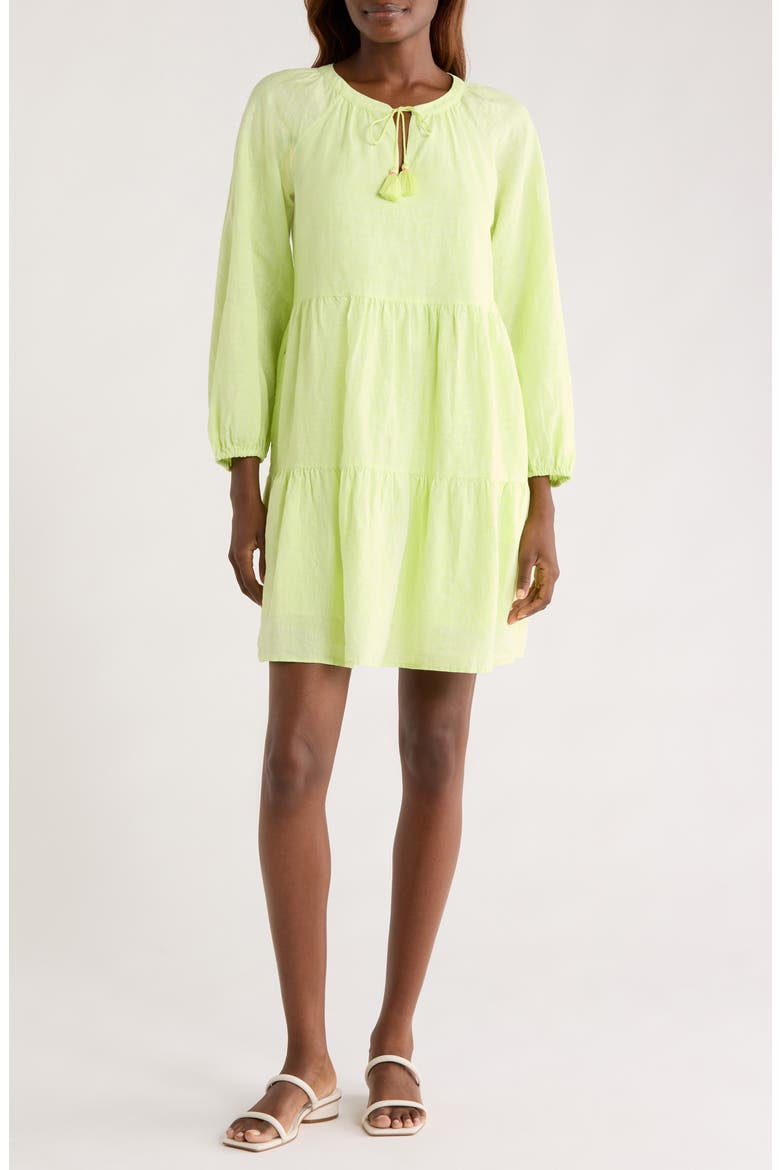 Coastalina Long Sleeve Tiered Minidress, Main, color, ENERGY