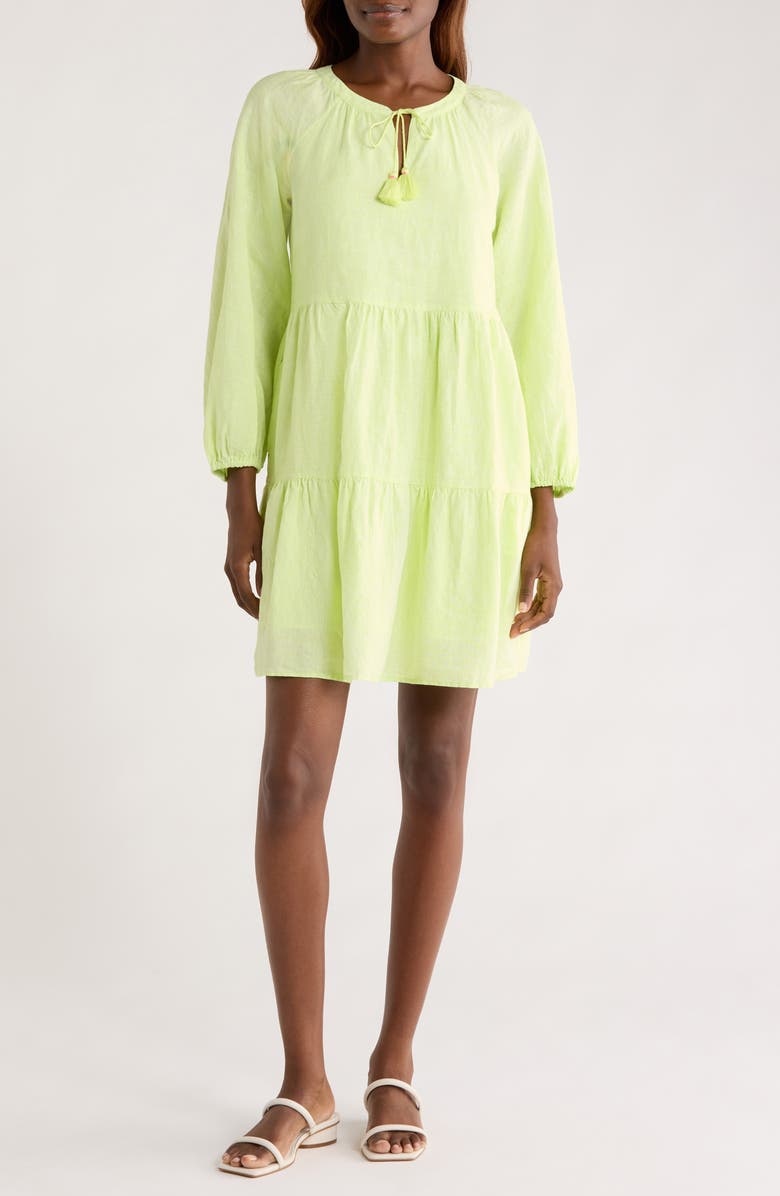 Tommy Bahama Coastalina Long Sleeve Tiered Minidress, Main, color, Energy