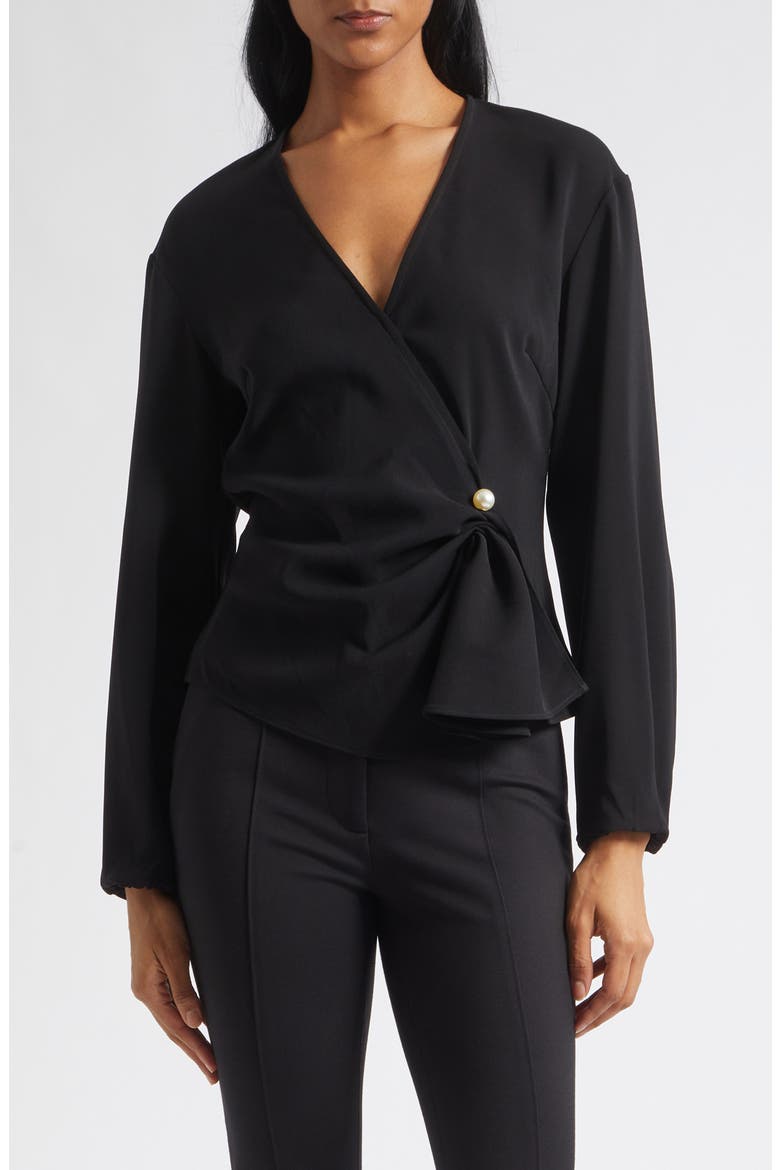 Drew Surplice Top, Main, color, BLACK