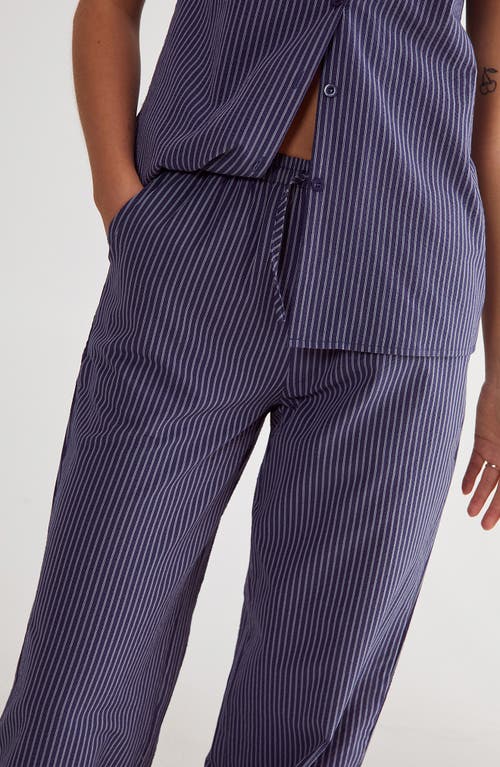 Nasty Gal Stripe Straight Leg Pants In Navy