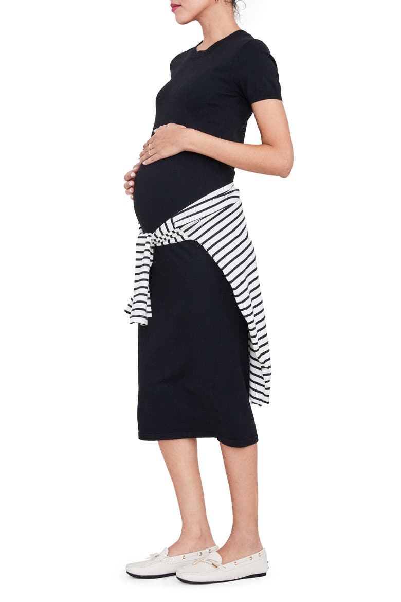 The Eliza Maternity T-Shirt Dress, Alternate, color, BLACK KNIT